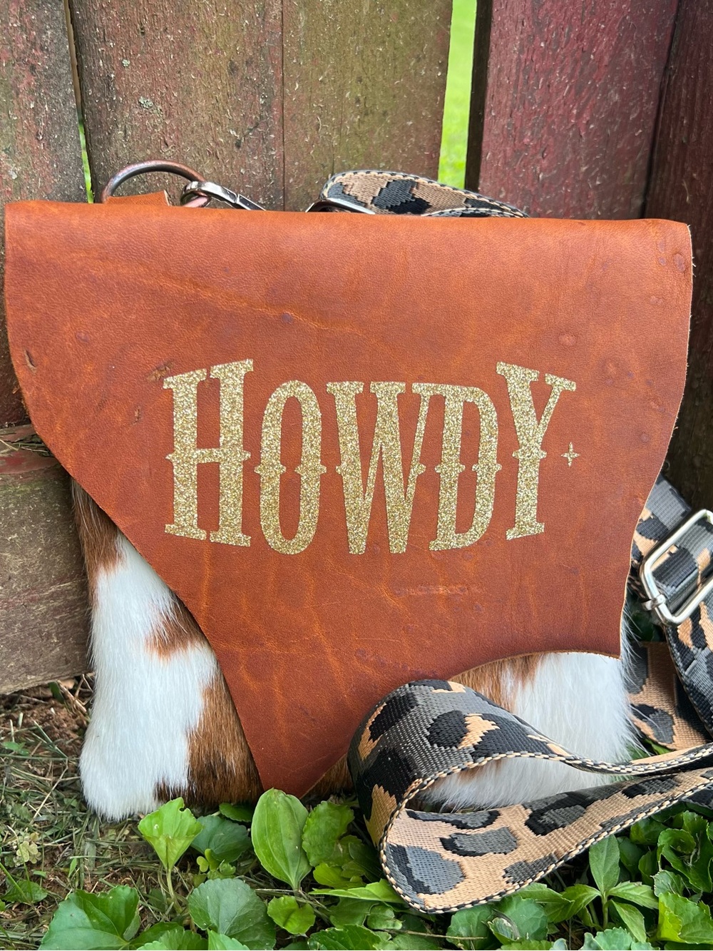 Genuine Cowhide Leather Western Crossbody Bag